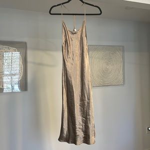 Aritzia taupe t strap slip dress